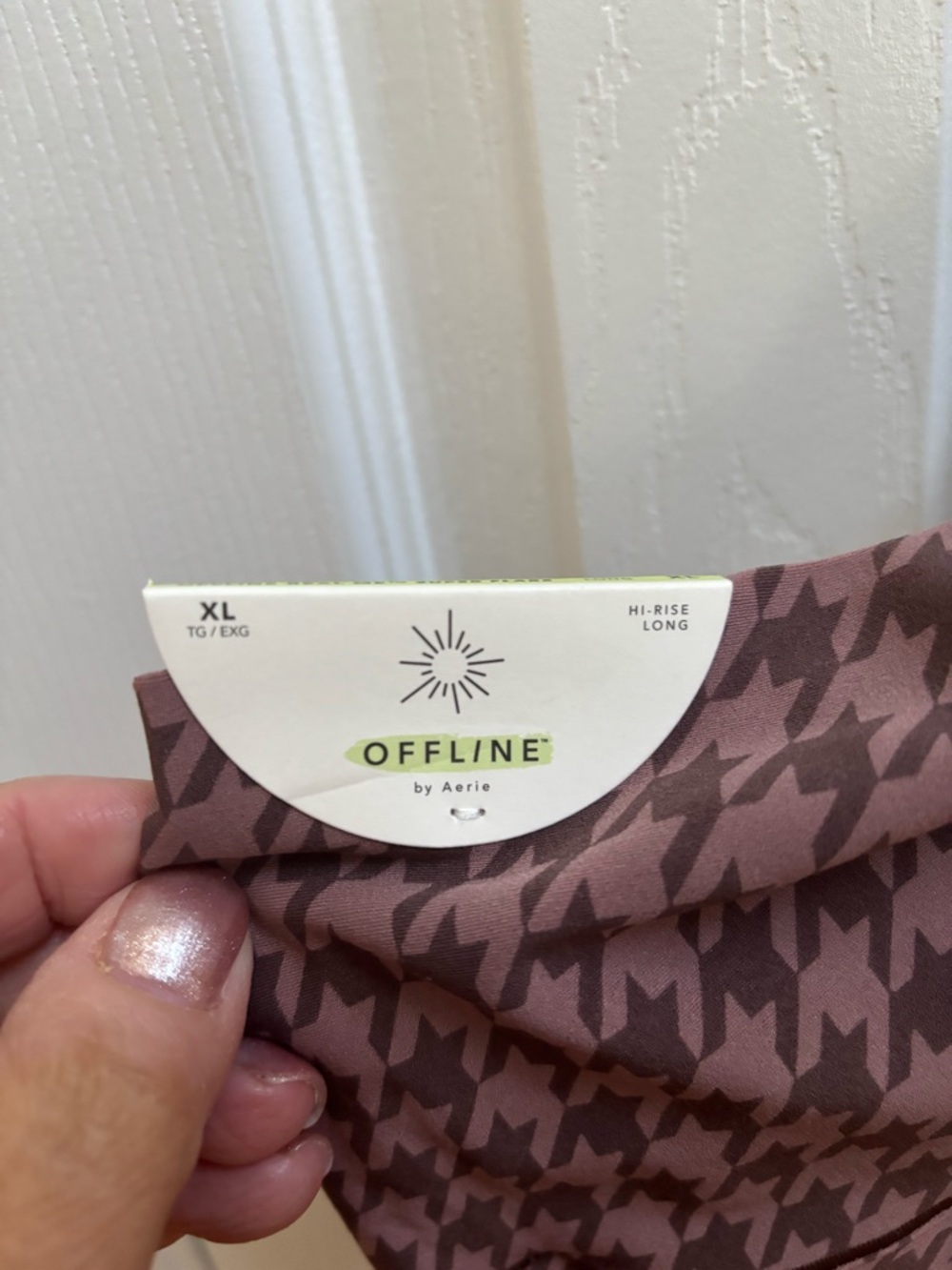 Aerie High-Waist Houndstooth Flare Leggings in Brown, Size XL, NWT - Picture 4 of 4